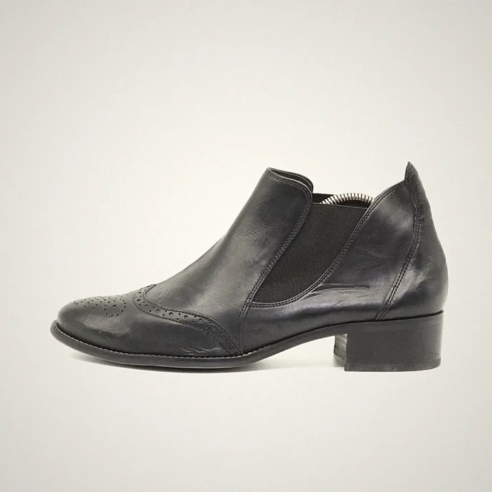 Paul Green Damen Chelsea Brogue Stiefeletten Schwarz Leder Classic Boots EU 40,5