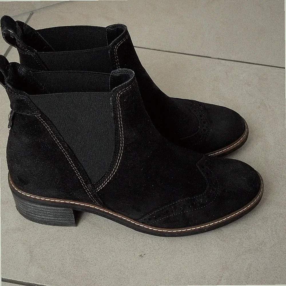 Paul Green Damen Chelsea-Stiefeletten Wildleder Schwarz Gr.37,5