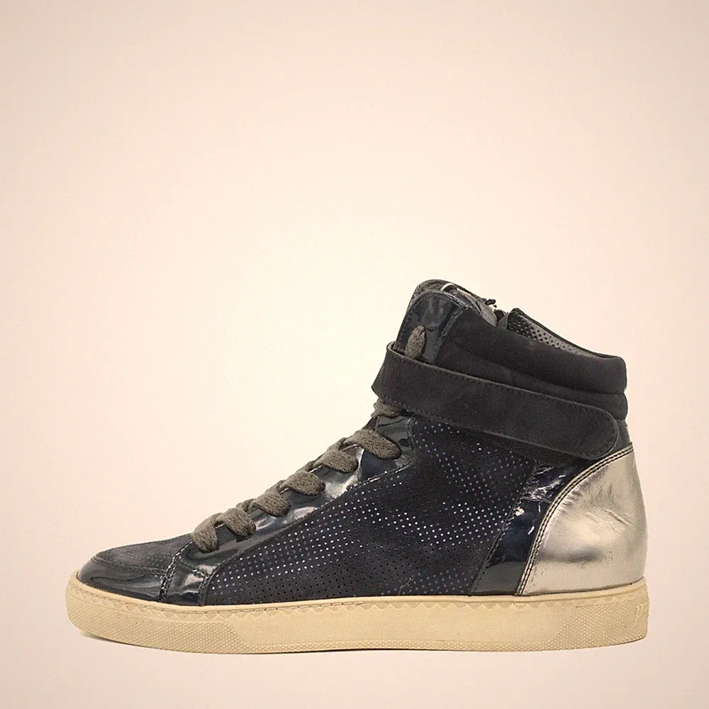 Paul Green Damen High Top Sneaker Schnürschuhe Blau Silber Limited Edition EU 38
