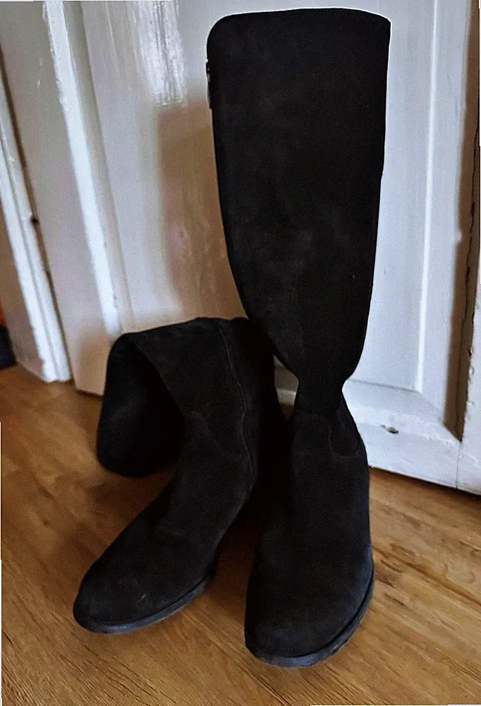Paul Green Damen Stiefel Gr. 39 Leder Stretch Schaft Reitstiefel, Schwarz
