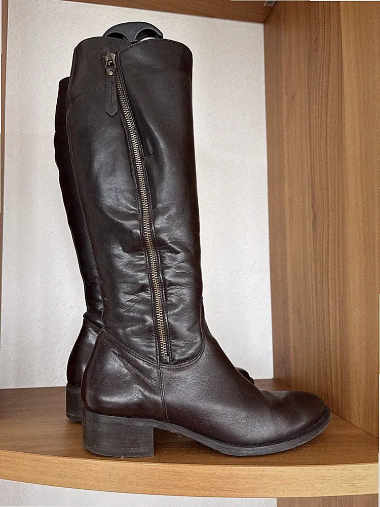Paul Green Damen Stiefel, Schwarz, Braun, Größe 39, Größe 6 Reitstiefel Leder