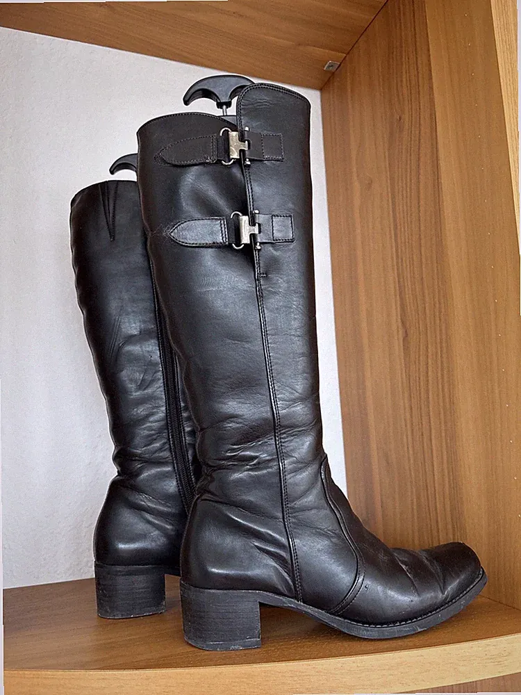 Paul Green Damen Stiefel, Schwarz, Größe 39,5 Größe 6,5 Leder Mit Lammfell