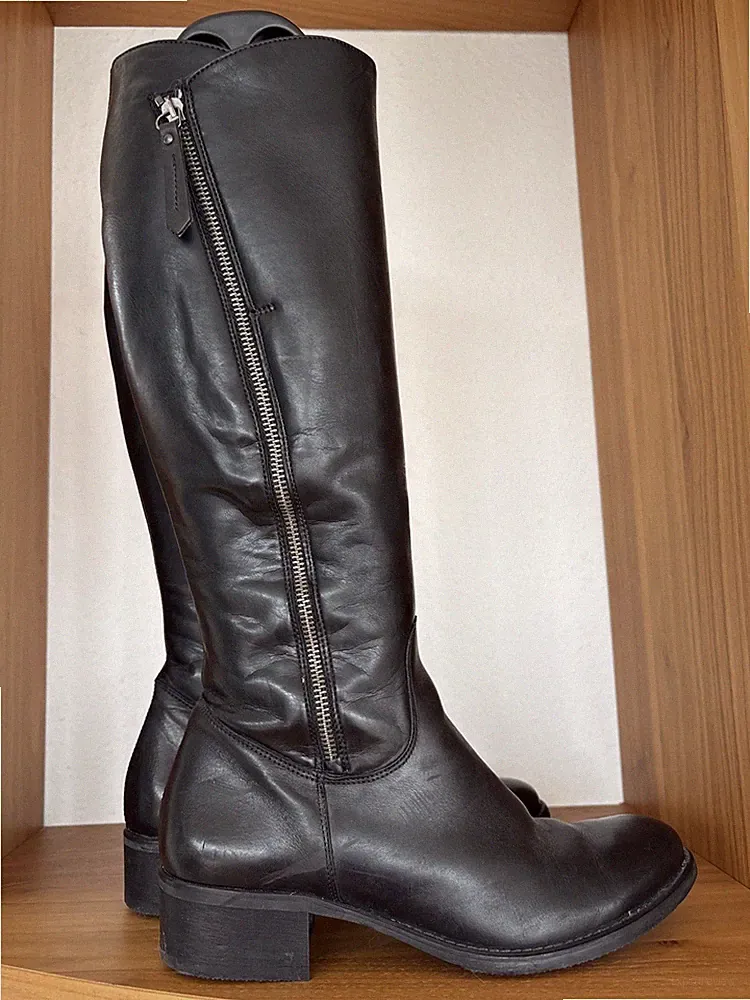 Paul Green Damen Stiefel, Schwarz, Größe 39, Größe 6 Reitstiefel Leder