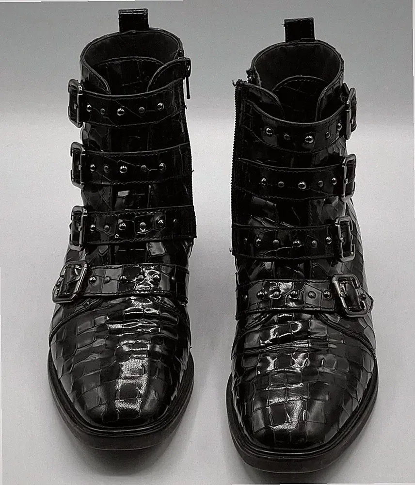 Paul Green Damen Stiefeletten, Kroko-Optik, Schwarz, Gr. 37,5