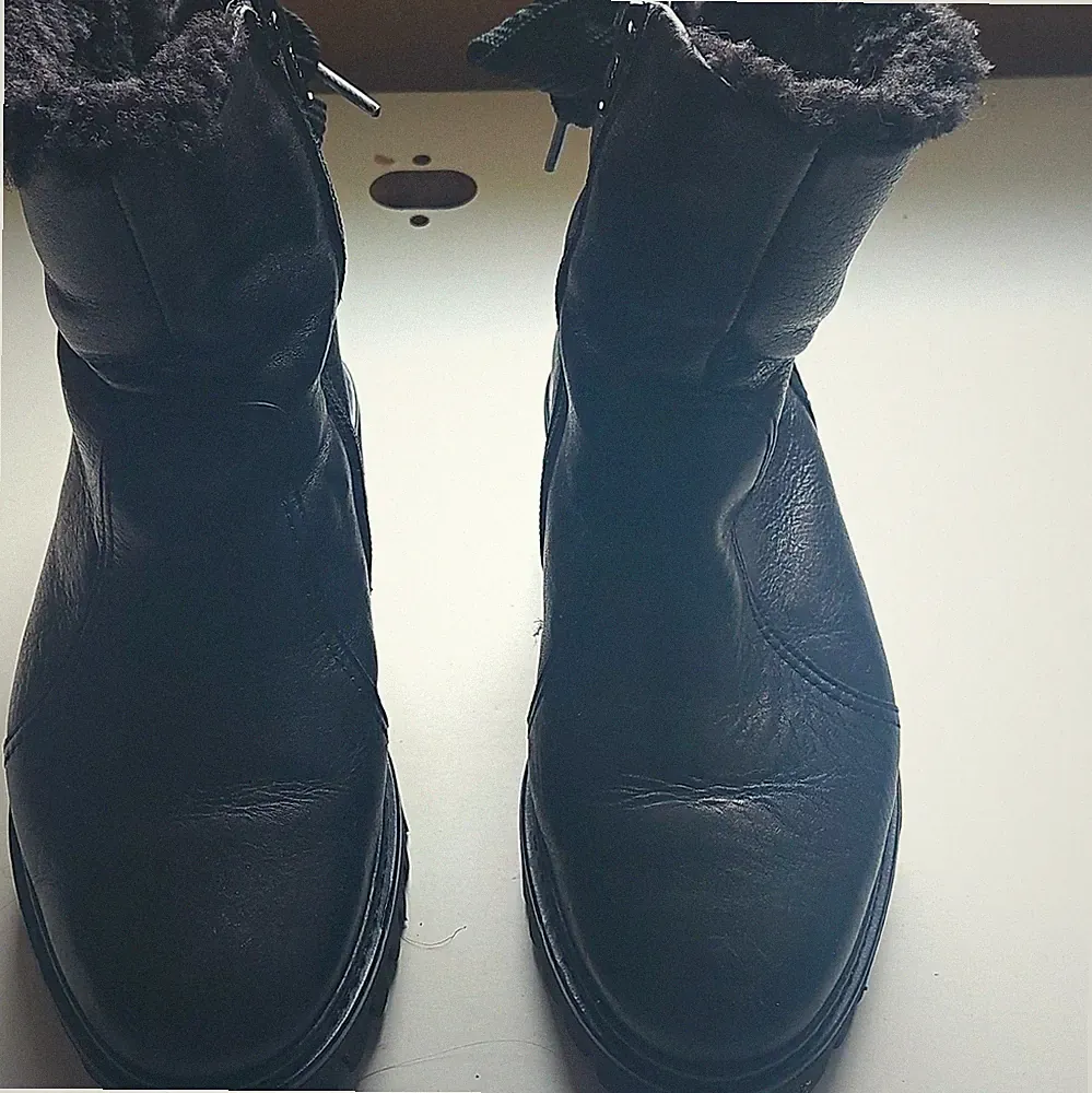 Paul Green Damen Stiefeletten Leder Schwarz gefüttert flach Gummisohle 36