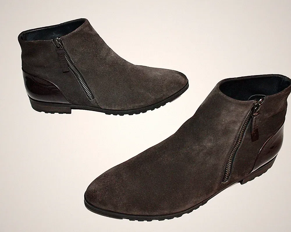 PAUL GREEN DAMENSCHUHE BOOTS STIEFELETTEN UK7,5 EU41 WILDLEDER SCHLAMM #17-X#