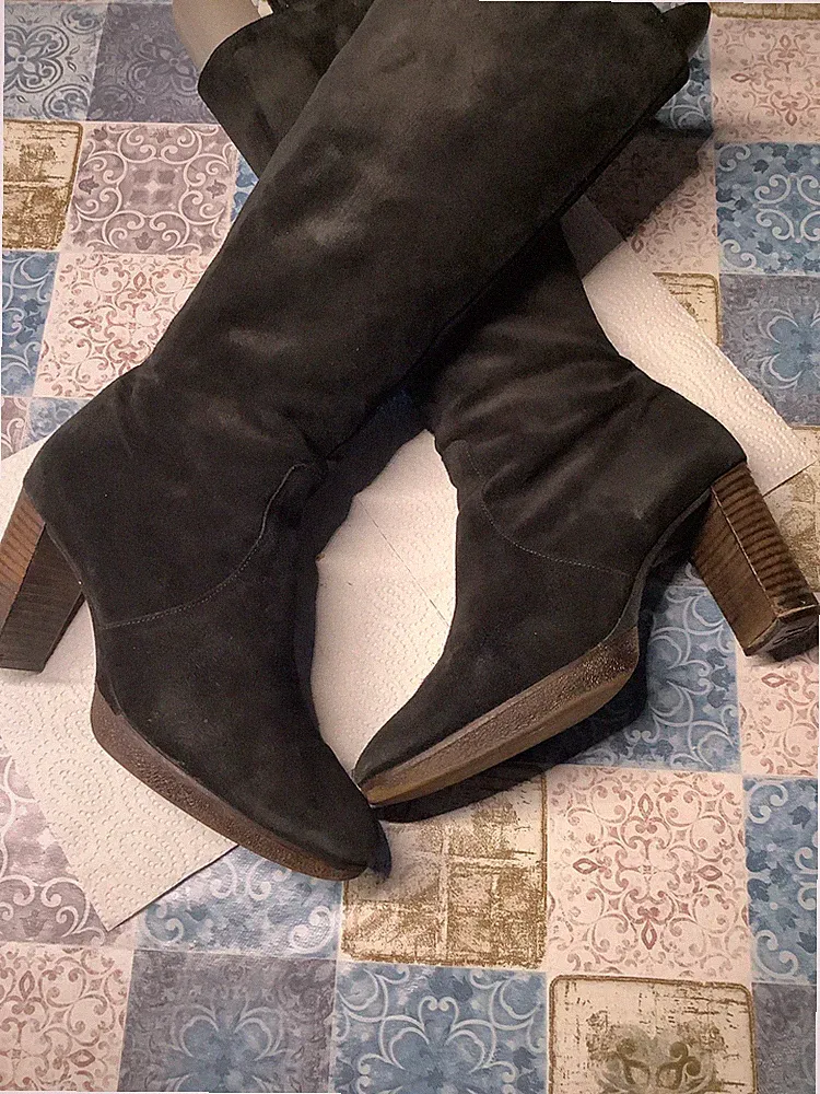 Paul Green, Gr.39, Uk6, Veloursleder, schwarz, hoher Stiefel