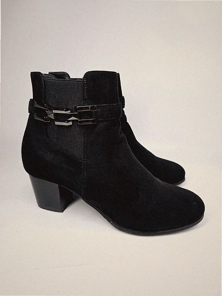 Pavers Damen-Stiefeletten schwarz Größe UK 6 Wildlederimitat