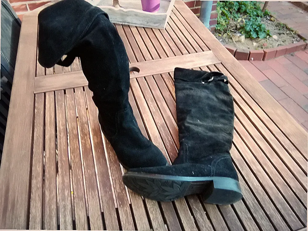 Pesaro handschuhweiche Overknee Stiefel Lederstiefel Rauhleder schwarz 40 bequem