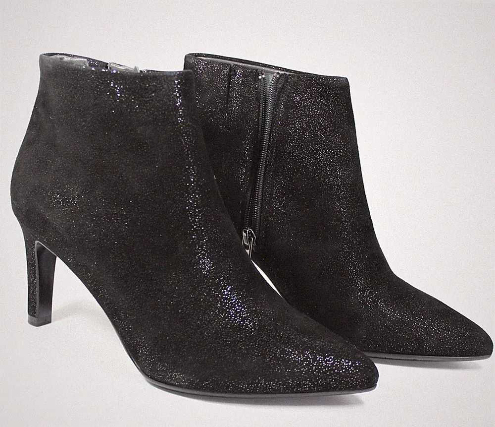 PETER KAISER Damen Stiefelette Schuhe schwarz Echtleder Glitzer Gr 37,5 Uma NEU