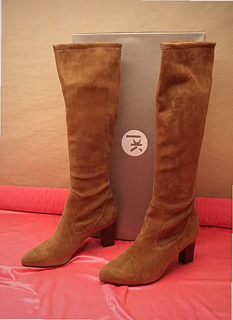 Peter Kaiser Langschaftstiefel Velourleder mittelbraun mit Originalkarton