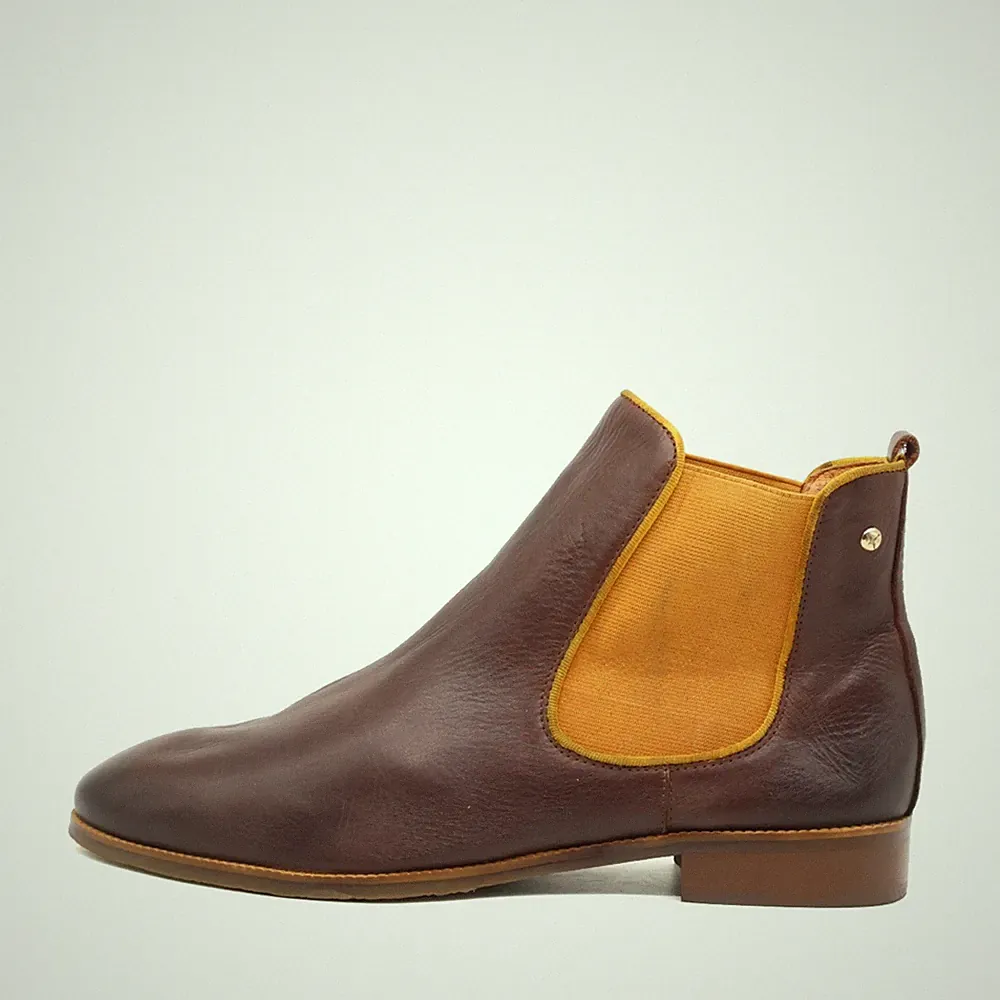 Pikolinos Damen Chelsea Boot Stiefel Braun Gelb Leder Knöchelhoch Boots EU 40