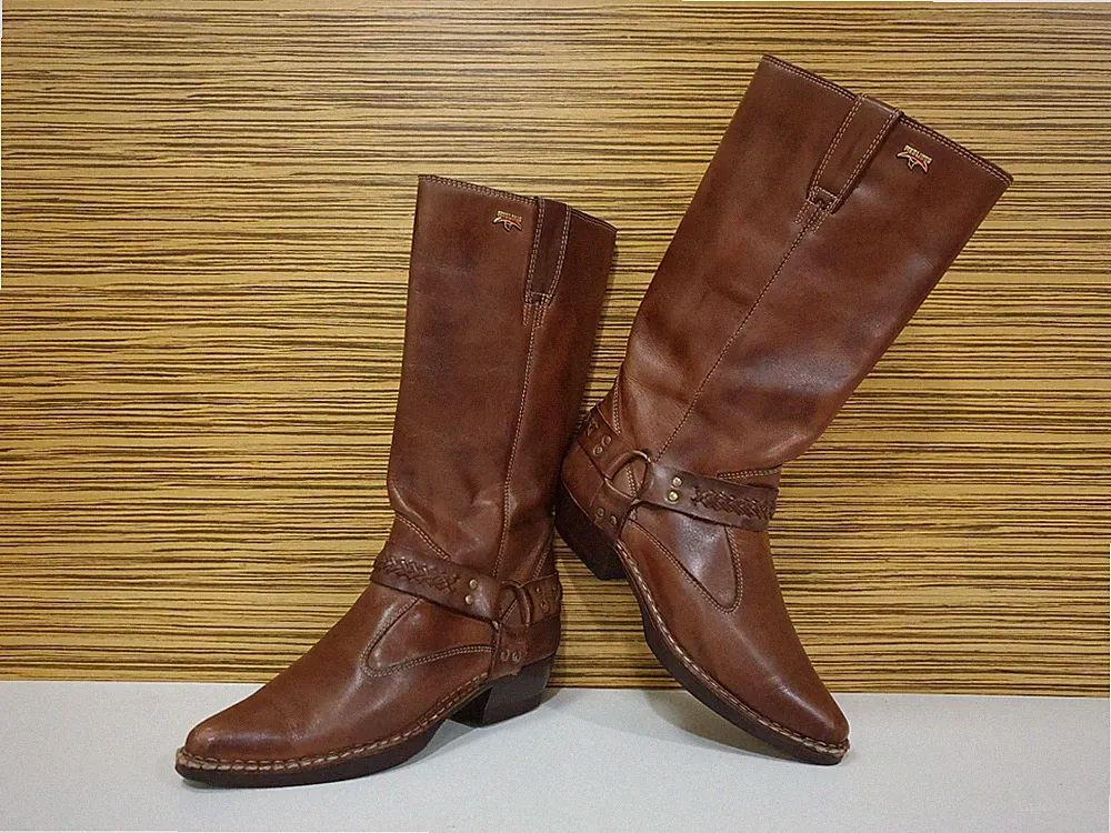 Pikolinos Damen Leder Biker Stiefel Boots Cowboystiefel Braun 4,5 = 37 w. NEU