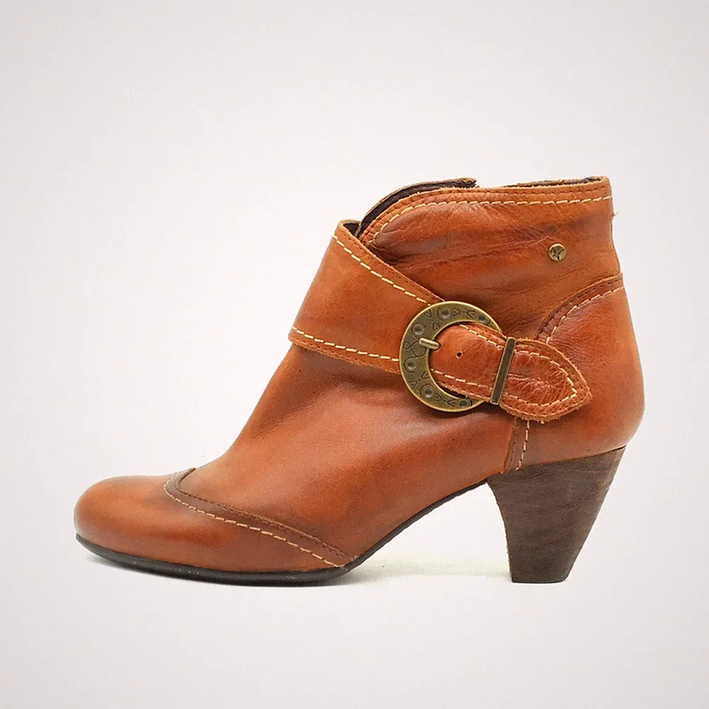 Pikolinos Damen Stiefelette EU 36 Ankle Boots mit Schnalle Cognac Braun Vintage