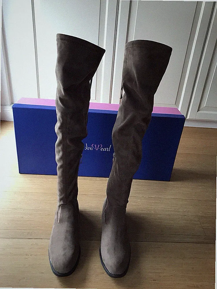 Pimk Pearl Flache Damen Overknee Stiefel in Taupe Gr. 41 NEU mit Karton