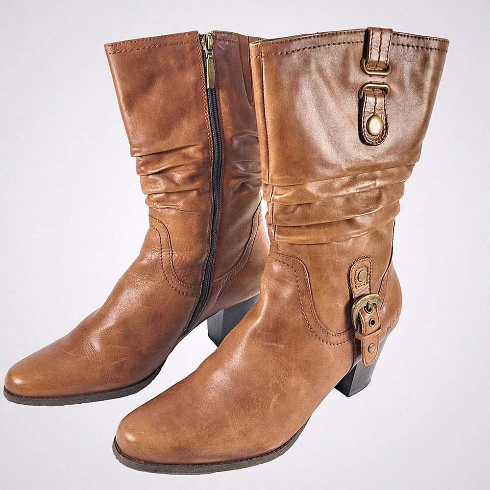 Piudi by Servas warme Stiefel Winterstiefel cognac braun Leder top Gr. 41