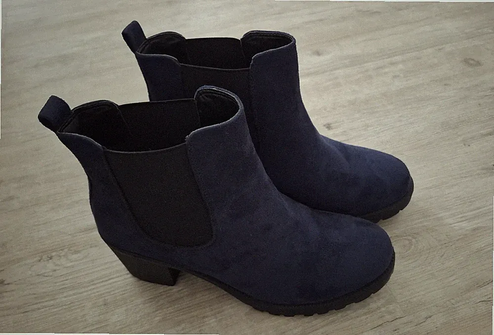 Plateau Halb- Stiefel, Boots, Wildlederimitat, Blau, Gr. 40,5-41, NEU !!