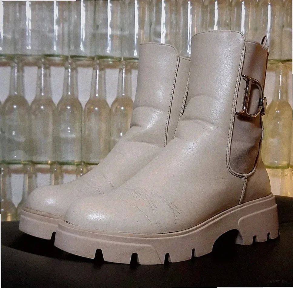 Plateau Stiefeletten / Boots / Elfenbeinfarben / Größe 38