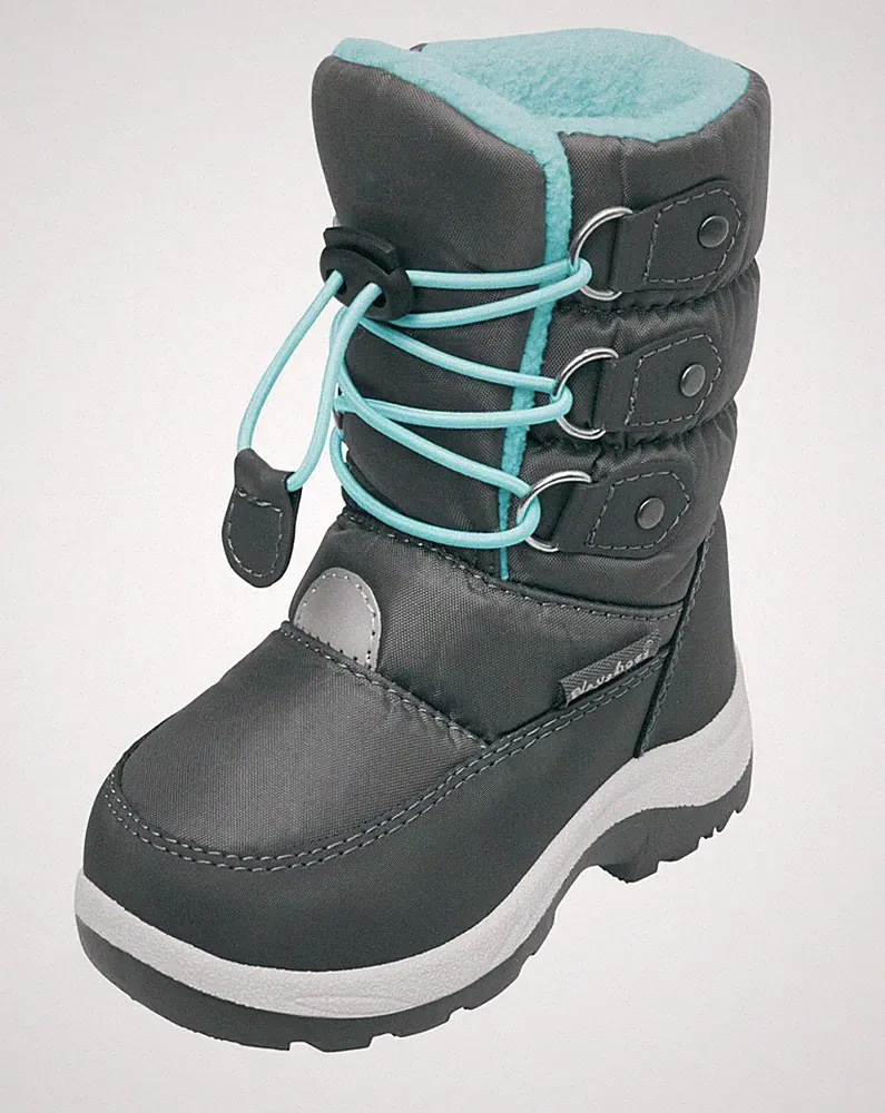 Playshoes Boots Gummistiefel Gr 28/29 grau türkis Fleece gefüttert Kinder 193008
