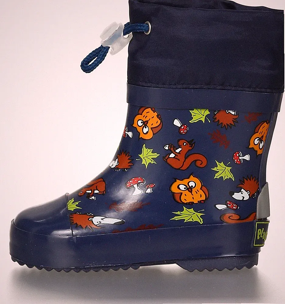 Playshoes Kinder Gummistiefel Halbschaft Waldtiere gefüttert Marine