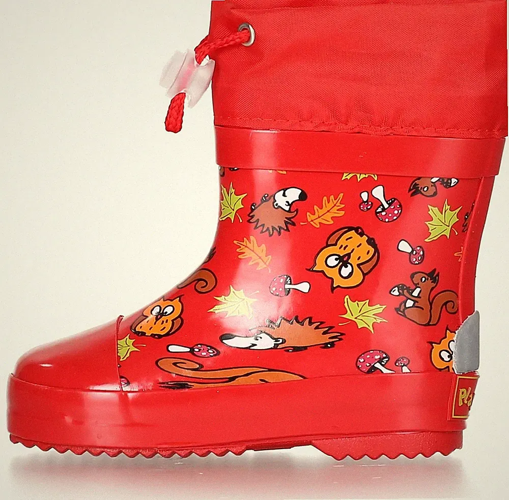 Playshoes Kinder Gummistiefel Halbschaft Waldtiere gefüttert Rot