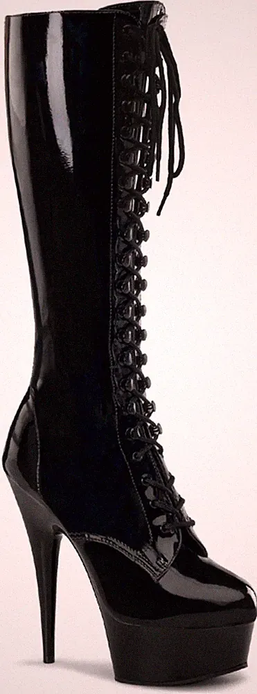 Pleaser Plateau-Kniestiefel Delight-2023 Lack schwarz