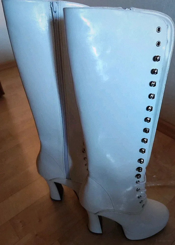 Pleaser Plateau-Kniestiefel Electra-2020 Lack weiß