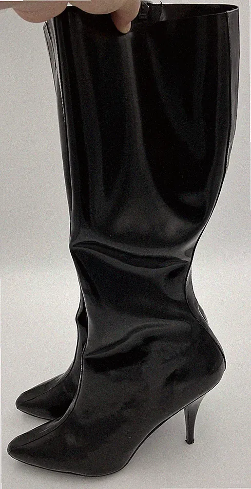 Pleaser Seduce-2002 Stiefel aus Latex kniehoch schwarz US16=EU47,5