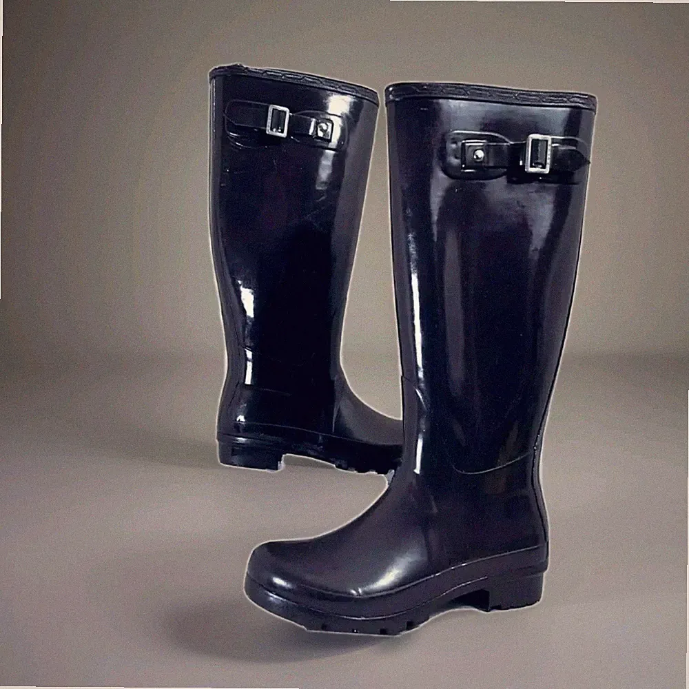 POLAR Damen Gummiregenstiefel dunkel Pulple Kniestrümpfe Schnalle geformte Sohle Größe UK5
