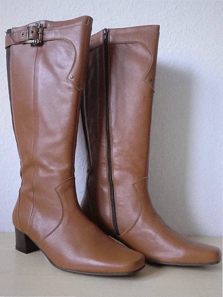 Polaris Damen Leder Stiefel Braun Lederstiefel / Weitschaftstiefel – 256/188/56