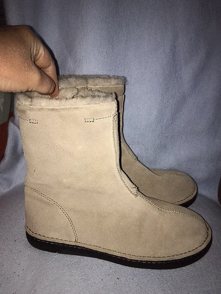 Polo Sport Damen Lammfell Stiefel Neu Gr 38,5 Beige Wildleder Lammfell Komfort