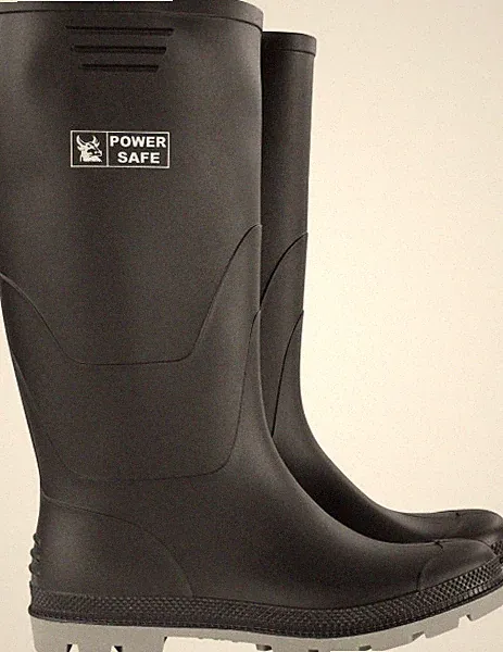 Power Safe PVC-Stiefel hoch schwarz-grau Gummistiefel