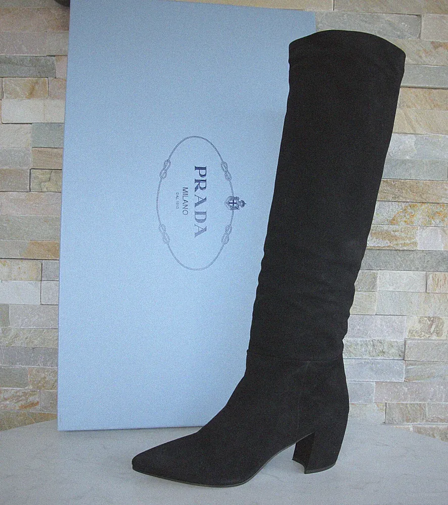 PRADA EU 35,5 Stiefel Boots Schuhe Winter 1W879I schwarz Ziege NEU ehem UVP 990€