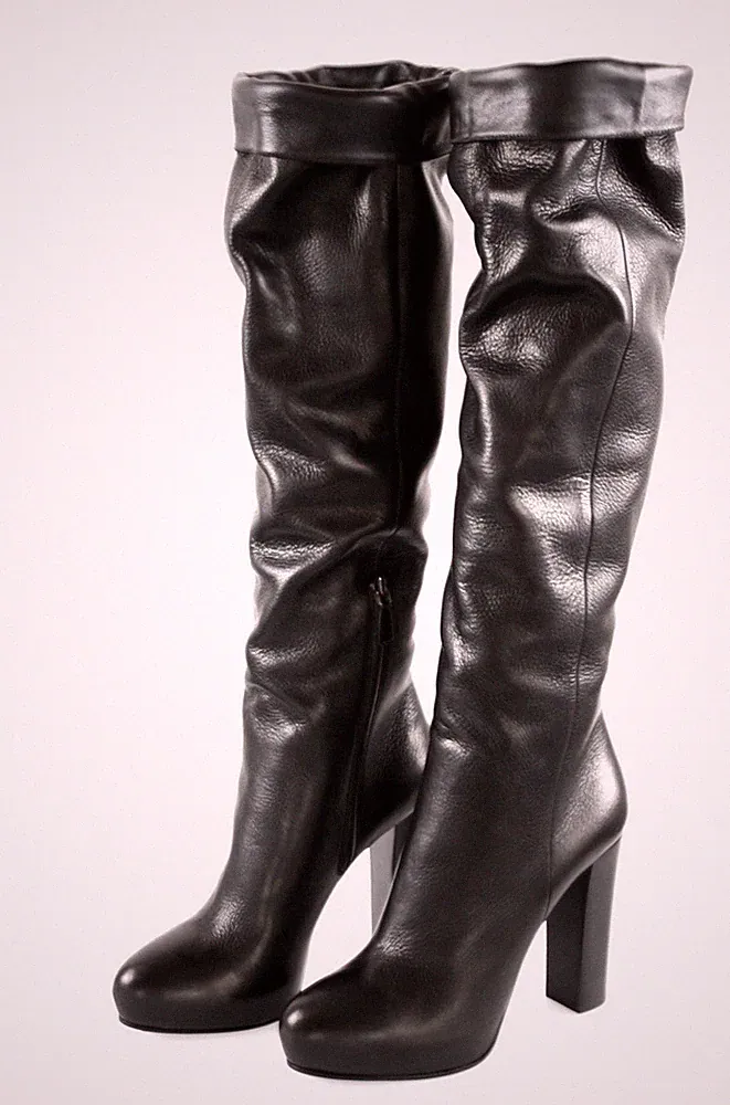 PRADA Hirschleder Weiche Knie Stiefel - 1WP089 - Schwarz - NEU