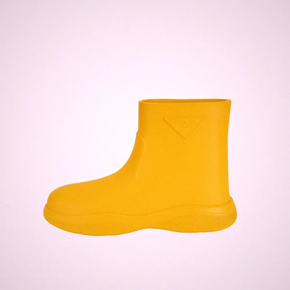Prada Stiefeletten Rain Booties Gummi Gelb Damen Größe 41 Size EU 41