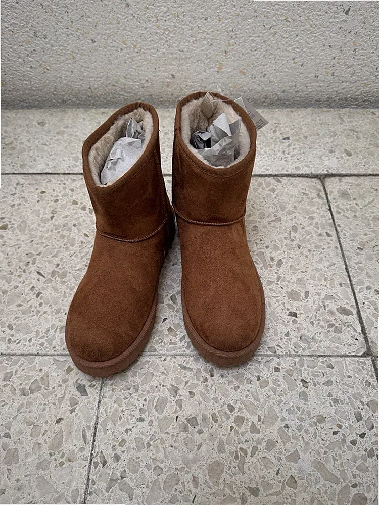 Primark Boots Winter-Stiefel Damen Gr. 38 Wildleder Webpelz gefüttert TOP Zu.