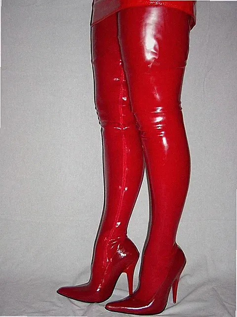 Promotion ! latex gummi-100% -size 42-47 producer Polen color rot heels 13cm