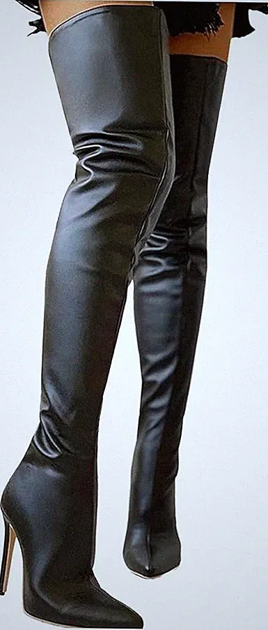 PU-LEDER-HIGH-HEEL-OVERKNEE-STIEFEL Schwarz 44 -sofort lieferbar!!
