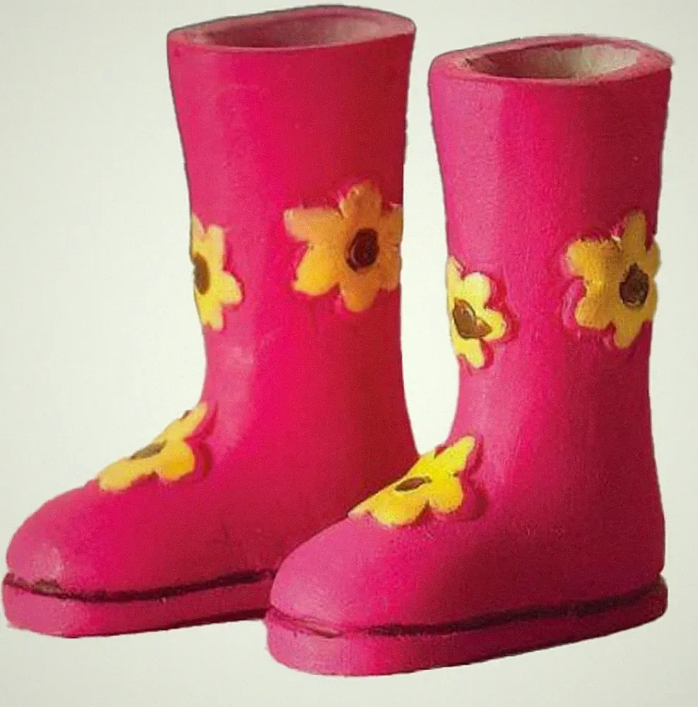 Puppenhaus Rosa Blume Gummistiefel Miniatur Gartenzubehör 1:12