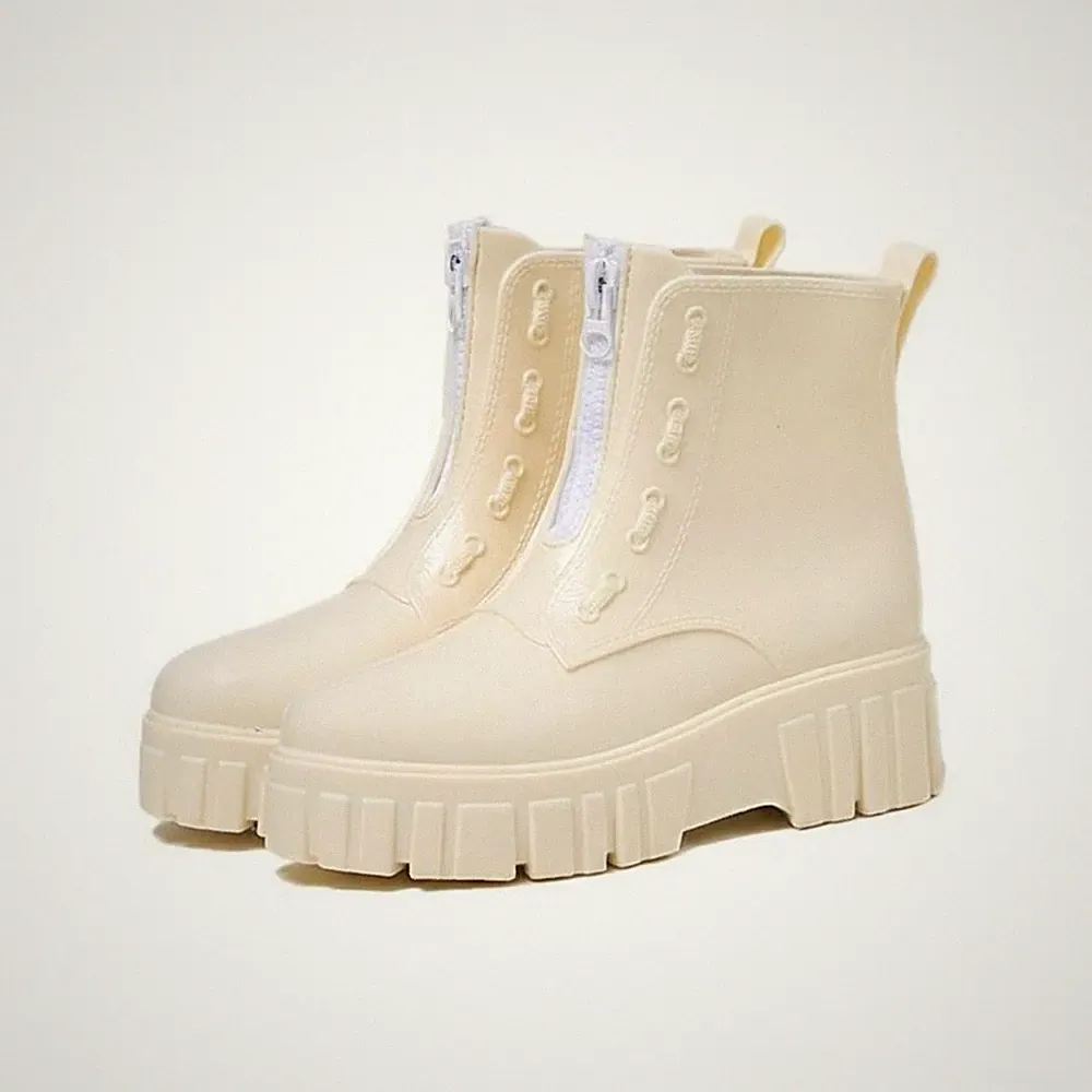 PVC Regenstiefel Wasserdicht Klobige Sohle Trendiger Look für Festival