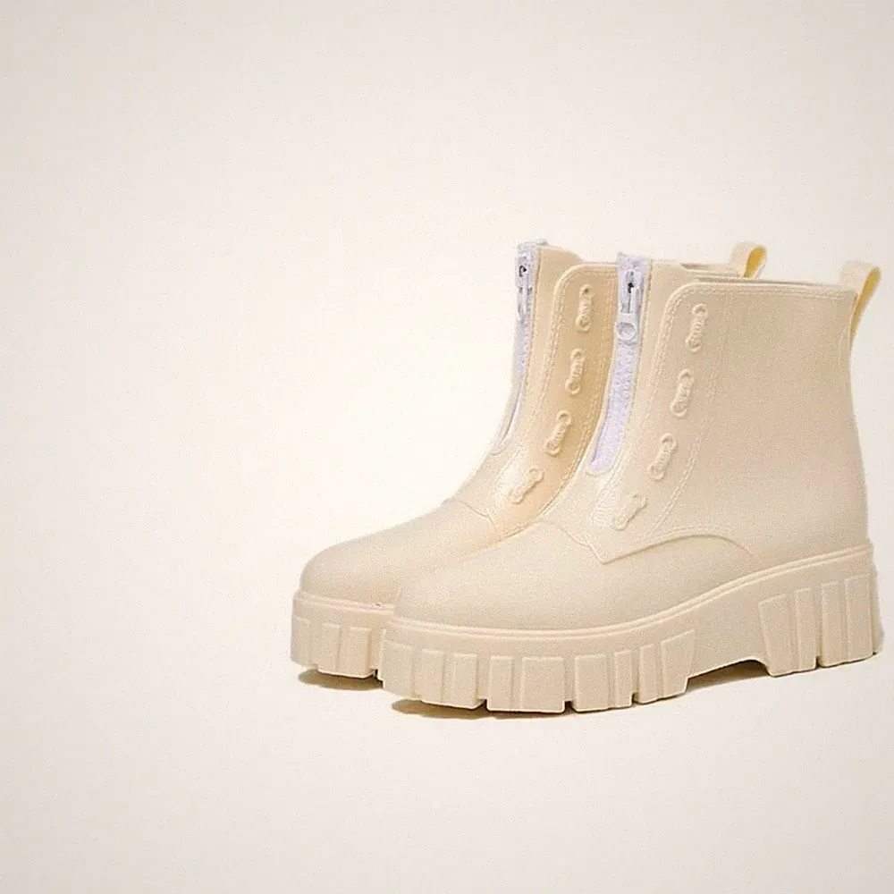 PVC Regenstiefel Wasserdicht Klobige Sohle Trendiger Look für Festival