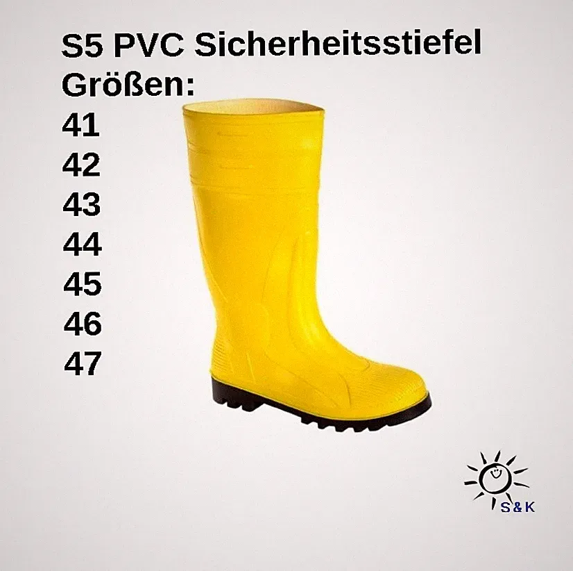 PVC-Sicherheitsstiefel S5 Gr. 41,42,43,44,45,46+47 Gummistiefel mit Stahlkappe