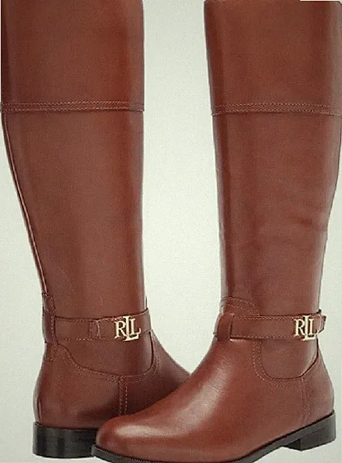 Ralph Lauren Baylee Stiefel Kniehohe Stiefel Lederstiefel cognac 36,5 EUR