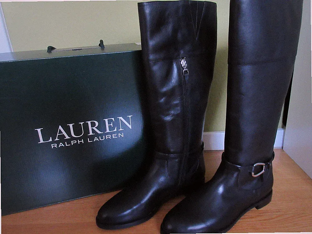 RALPH LAUREN👢LANG-SCHAFT-STIEFEL★38,5/39☆UK5/6★w NEU!★LEDER★BOOTS★BIKER★Schuhe★
