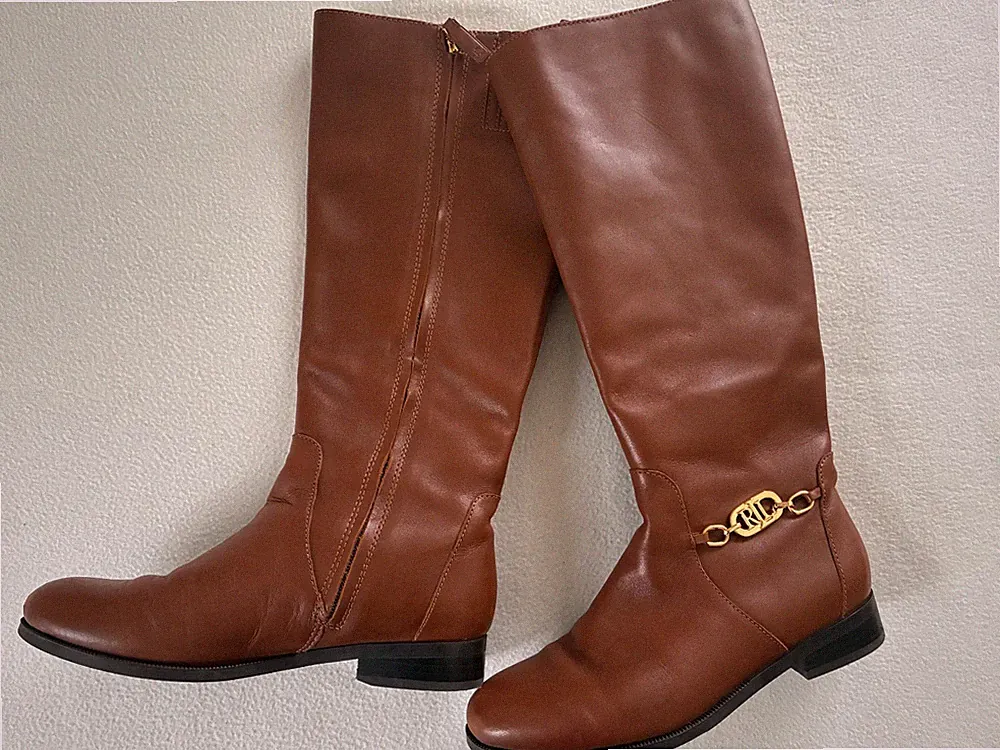 Ralph Lauren Original Damen Kniehohe Stiefel Lederstiefel Gr. 7B (37,5-38)