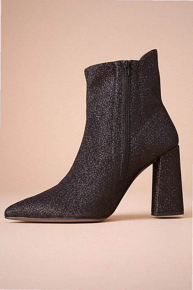 Rebecca Minkoff — Black Glitter Ankle Boots 40 black Block heel approx. 10 cm