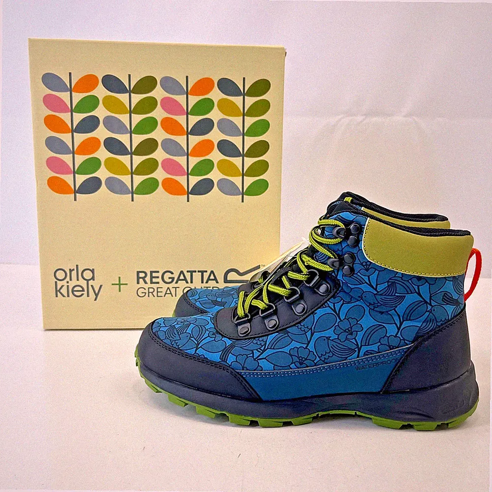 Regatta x Orla Kiely wasserdichte Wanderschuhe Orla Hiker Birdy blau UK 4