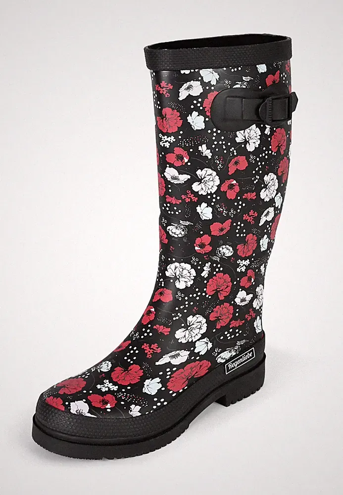 Regenliebe Damen Gummistiefel Blossom Night Regenstiefel Langschaft Blumenmuster