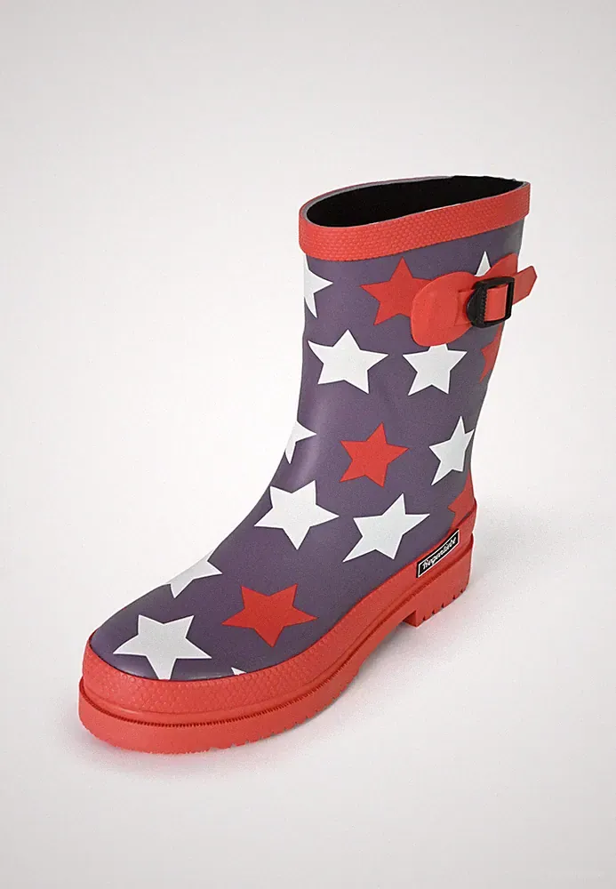 Regenliebe Damen Gummistiefel Stars Halbschaft Sterne Gemustert mit Blockabsatz