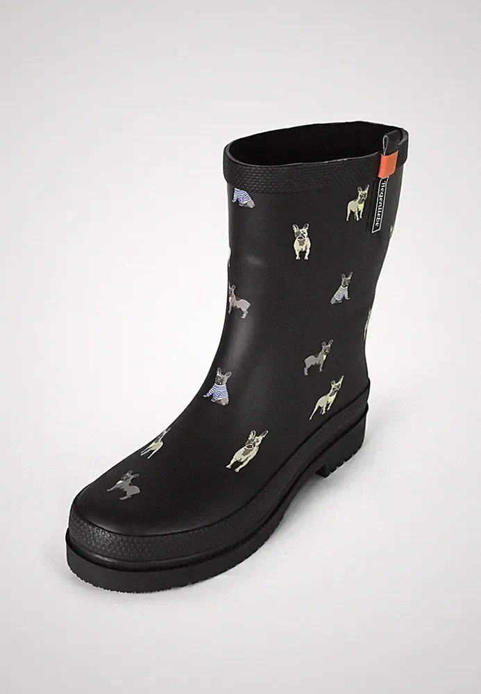Regenliebe Damen Gummistiefel Waldi Mops Regenstiefel Halbschaft Hundemotiv